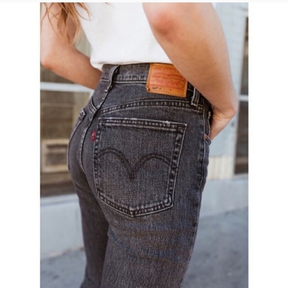 Levi's 501 High Rise Skinny Gray Black Jeans - Picture 5 of 6